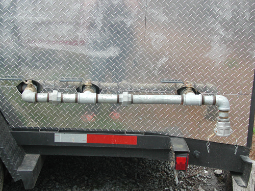 Complete, continuous drainline for the crawfish boiling trailer